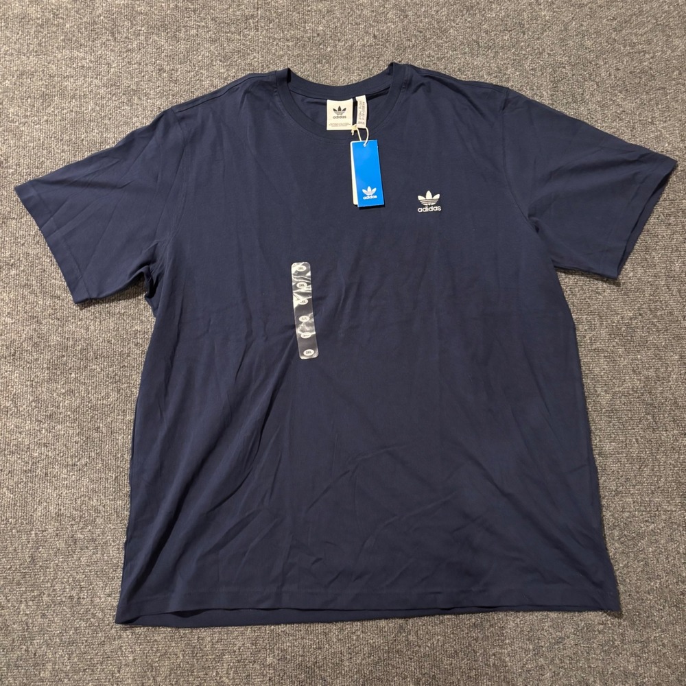 Adidas Originals Trefoil T-Shirt Mens 2XL Navy Blue Embroidered Logo Tee NWT